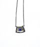 Crystal Center on Hammered Sterling  Silver Plated Necklace