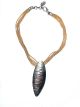 Oblong Silver Pendant on Cotton Cord Necklace