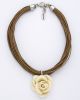 Ivory Rose Pendant on Cotton Cord Necklace