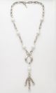 Snowy White Quartz Beads on Silver Link Necklace