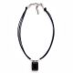 Black Resin Pendant on Cotton Cord Necklace