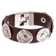 Brown Leather Circle Stud Men's Bracelet