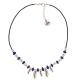 Blue Glass and Silver Beads on Leather Necklaces